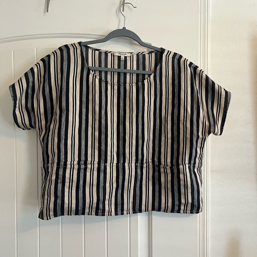 Madewell Striped Black and White Women's Linen Top